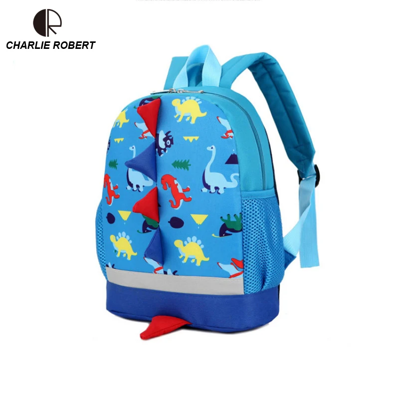 

2019 New Cute 1 to 3 Years Old Children Prevent Lost Backpack Four Colors Cartoon Dinosaur Appliques Animal Prints Kid Backpack