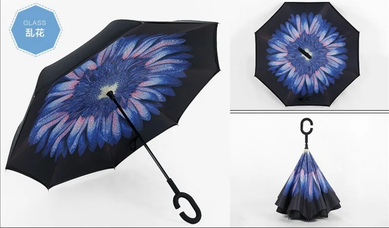 Newest Fashion Wind-proof Collapseable Reversible Umbrella Double Layer UV-blocking ability Self-Standing Golf | Дом и сад