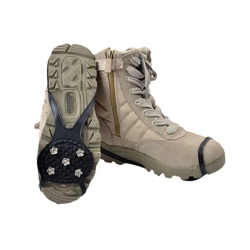 

1Pair 5 Studs Anti-Skid Snow Ice Climbing Shoe Spikes Grips Crampons Cleats Overshoes