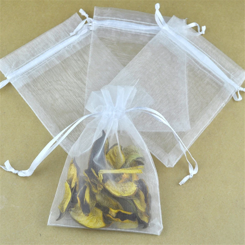 

17x23cm white color Drawable Organza Jewelry Bags Embalagem Para Presente Christmas Wedding Gift Bags 100pcs/lot Wholesale