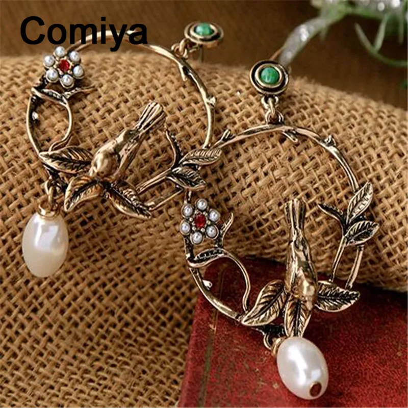 Женские серьги подвески Comiya Brinco Longo Aros De Plata Envio Gratis в античном золотистом цвете с