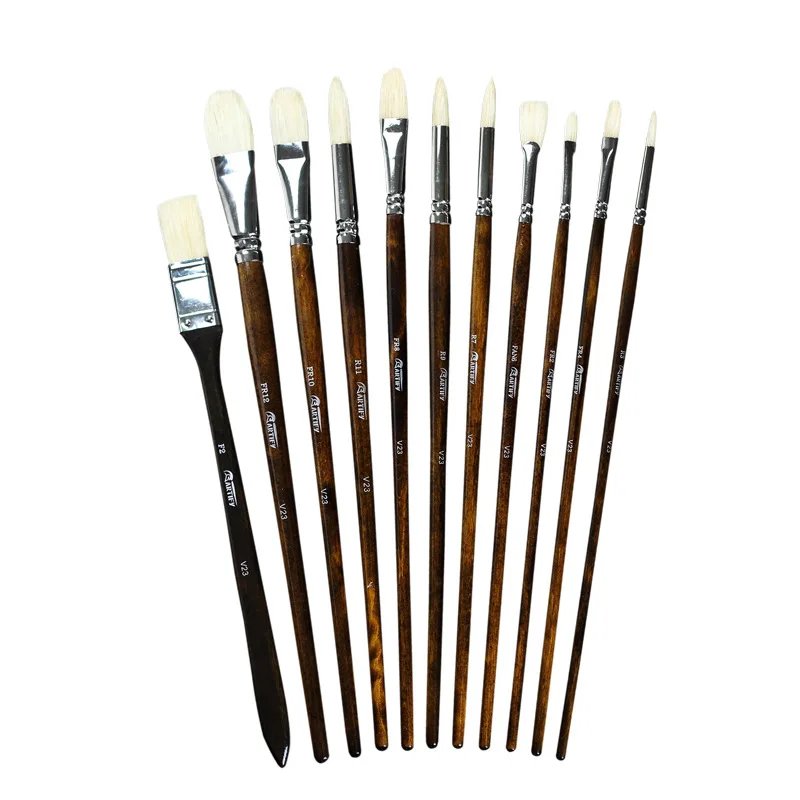 

many types Bristles hair of painting brush Iron box Artist Paint Brushes Set for Watercolor Oil Acrylic Gouache Painting 12 Pcs