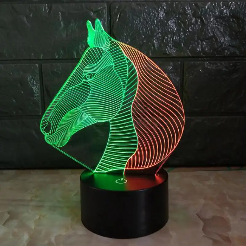Usb красочные Rgb 3d лампы Luminaria De Mesa светодиодные светильники Led Horse свет