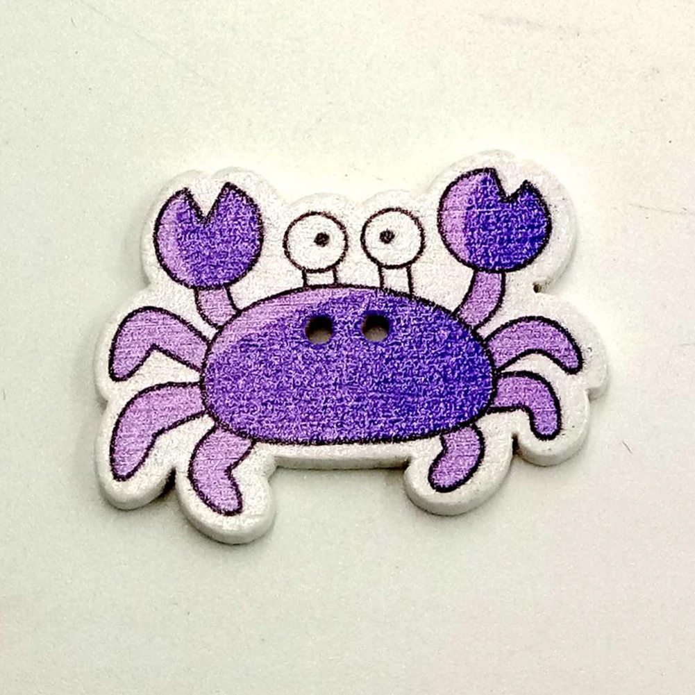 POP товара! 50 шт. мультфильм морские животные рыба крабы морской конек 2 отверстия деревянные пуговицы для шитья