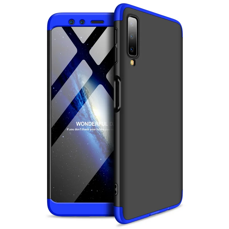 Black and blue Модные 360 градусов гибридный жесткий пластиковый чехол для мобильного телефона для Samsung Galaxy S9 S8 плюс A7 A6 A8 J8 J4 J6 плюс A750 Note 8 9 крышка - Цвет: Black and blue
