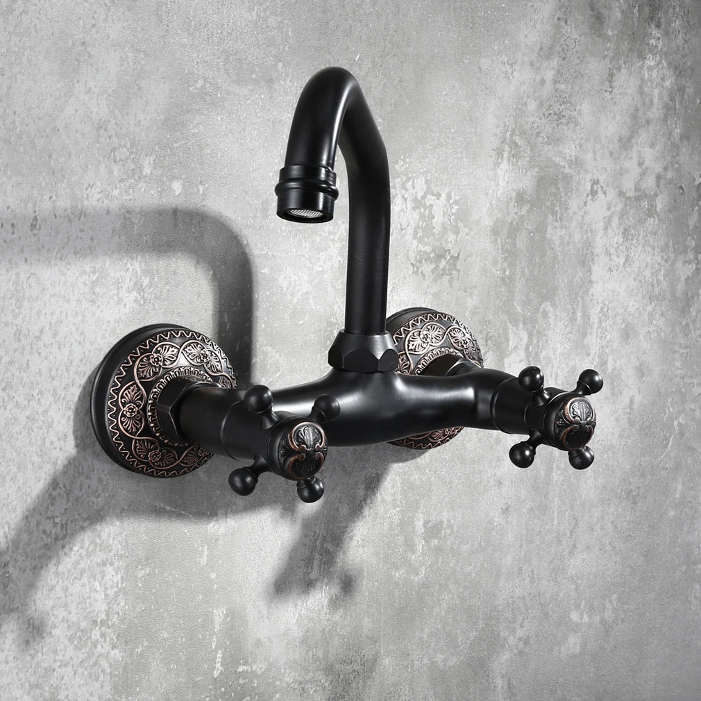 Классический антикварный полностью медный масляный резиновый смеситель с двумя