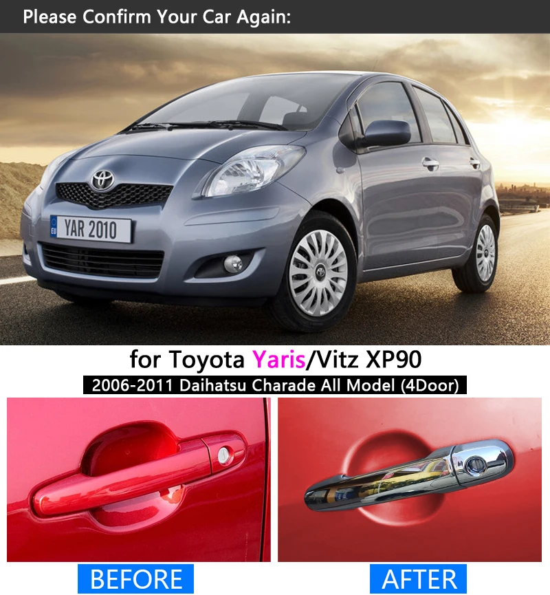 Хромированная Обложка ручки для Toyota Yaris 2006 2011 Vitz XP90 набор отделки 2007 2008 2009 2010