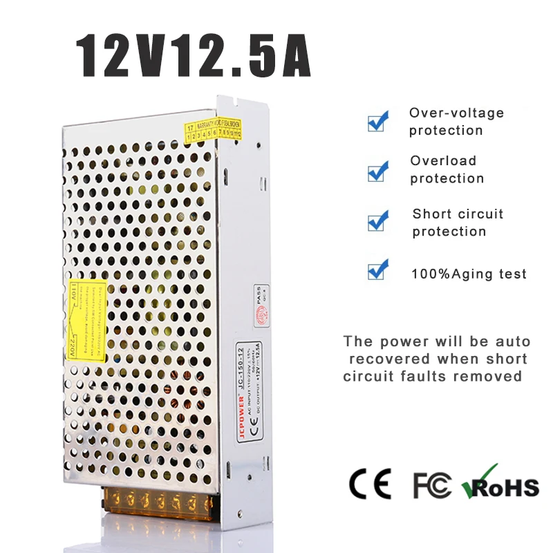 

DC12V 150 Вт адаптер питания/источник питания для светодиодной ленты светодиодный модуль 5050 5630 7020 трансформатор освещения