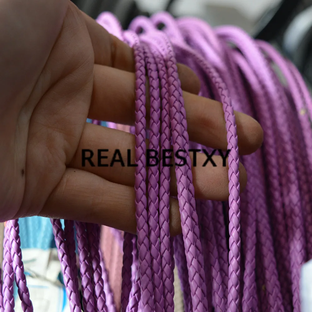 Настоящее BESTXY 5 м/лот 3 мм розовые круглые плетеные кожаные ремешки для