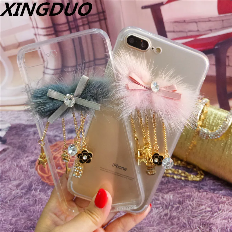 XINGDUO Роскошный Блестящий 3D бриллиантовый мягкий чехол для телефона с подвеской