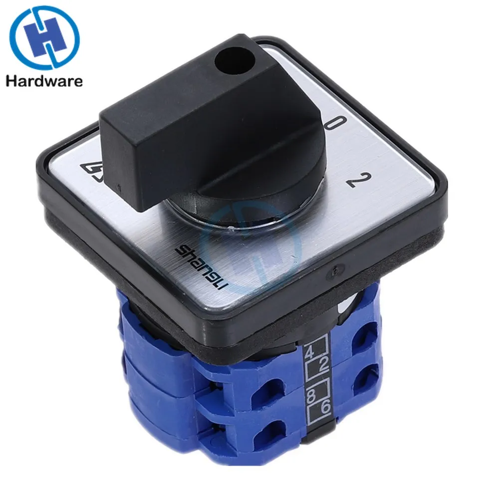 

20A 660V 3 Position 1-0-2 8 Terminals Rotary Cam Changeover Switch LW28-20