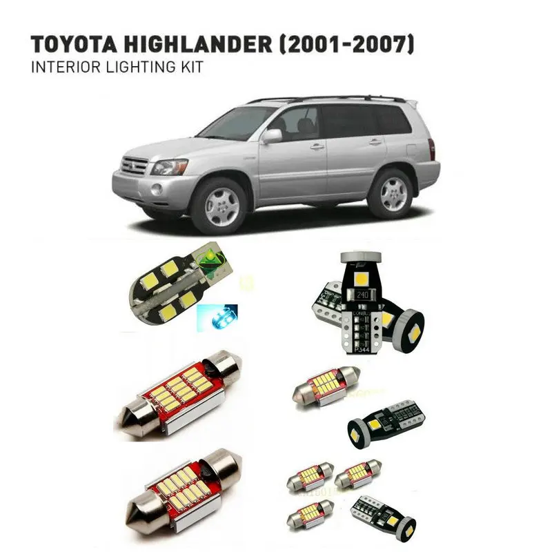 Светодиодные интерьерные огни для Toyota highlander 2001 2007 9 шт. светодиодные лампы