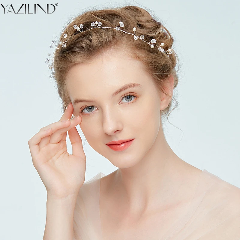 Yazilind ручной работы свадебные hairbands искусственного Кристалл Перл ободки тиара