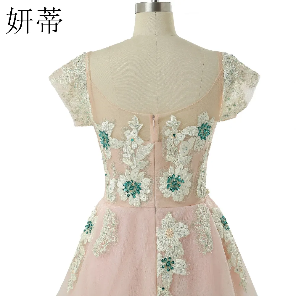 Очаровательное кружевное ТРАПЕЦИЕВИДНОЕ выпускное платье с блестками и бисером