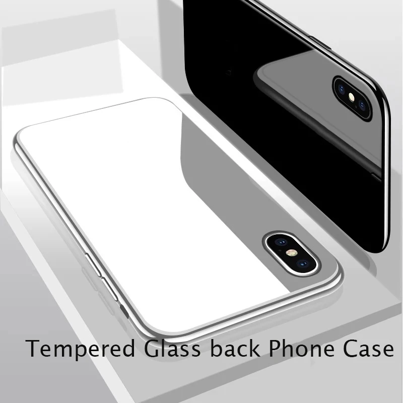Suntaiho for iPhone Case 7 Plating Edge Phone For 6s iphone XR Xs Max case Glass Back phone Cover 8 Plus |