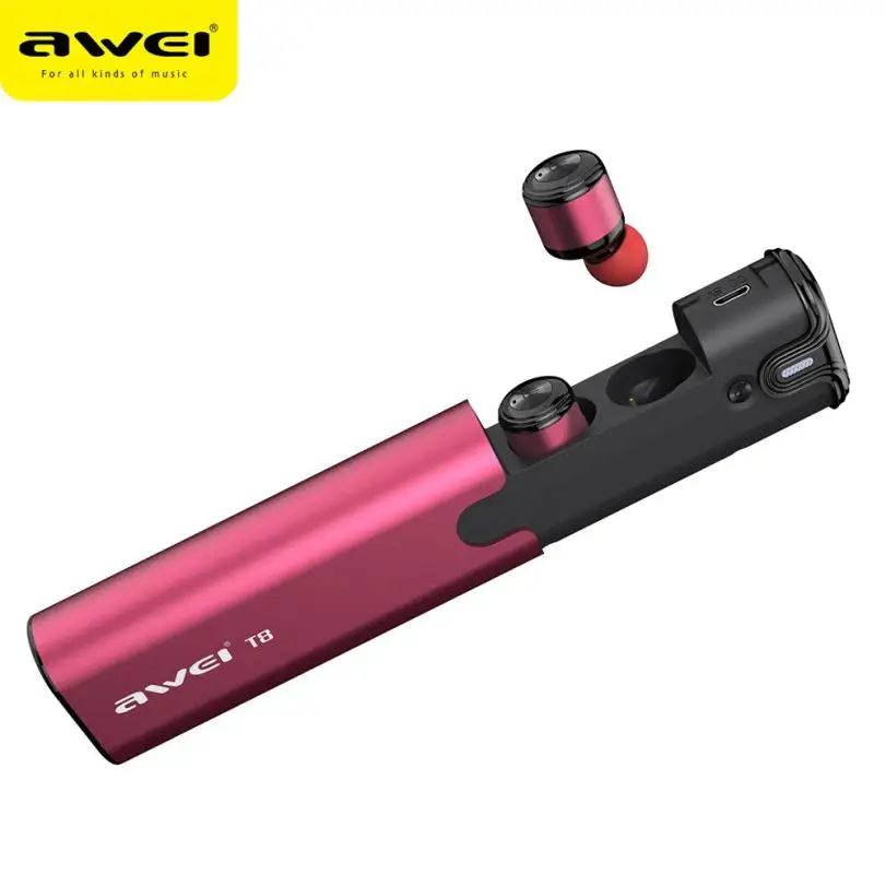 AWEI T8 Близнецы беспроводные наушники Bluetooth с зарядной коробкой Fone де Ouvido для телефона 18May22 Прямая поставка F