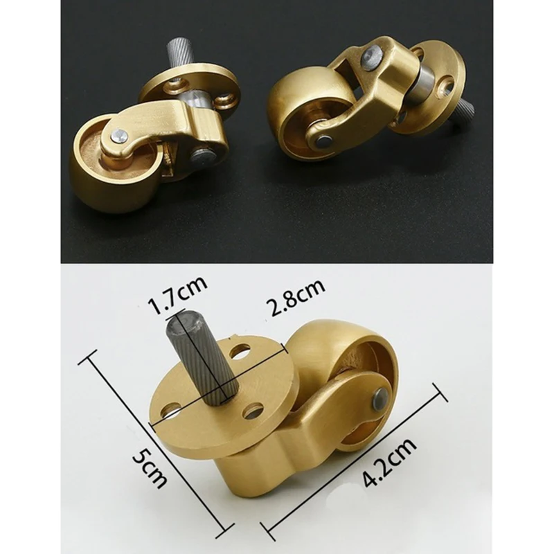 

4Pcs/Lot Polished Solid Brass Dowel Pin Knock in Caster Swivel Castor Castors Piano Cabinet Feet
