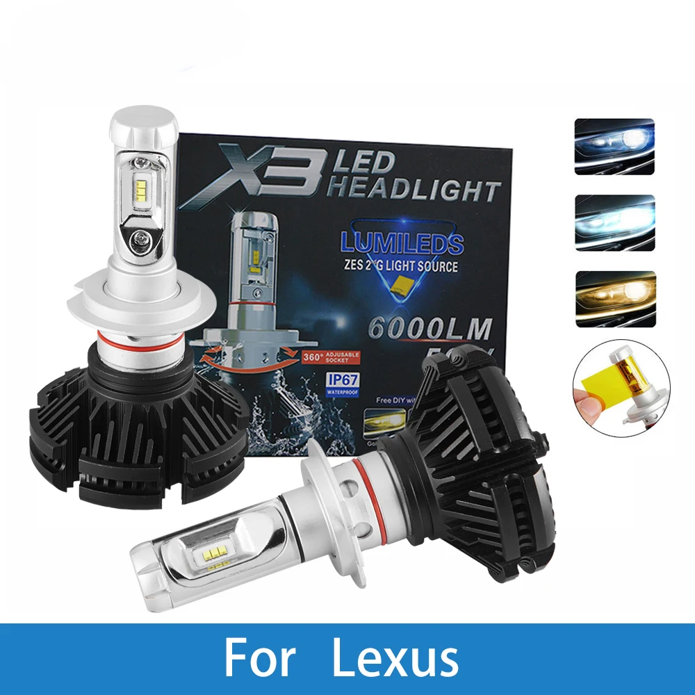 LED Car Headlight Bulb For Lexus GS300/IS200/LS400/GX460/Rx450h/IS250/RX300 H4 H7 H11 H1 H3 9005 Led 12V 12000LM Auto Lamp | Автомобили и