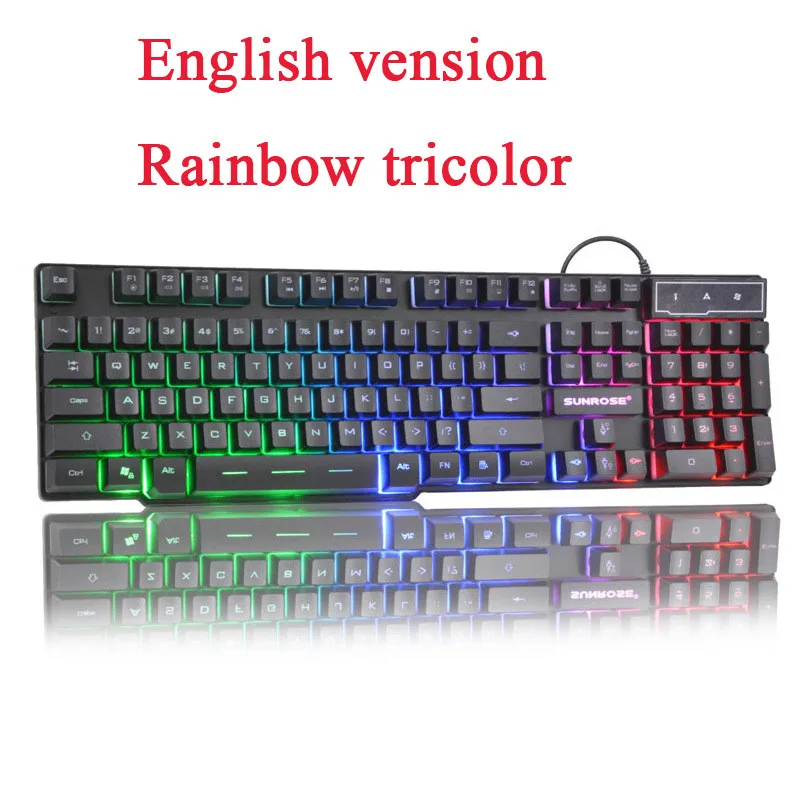 104 ключи Gaming Keyboard K201 USB клавиатура с светодио дный подсветкой английский/Русская клавиатура наклейки Механическая Feel для геймеров - Цвет: Серебристый
