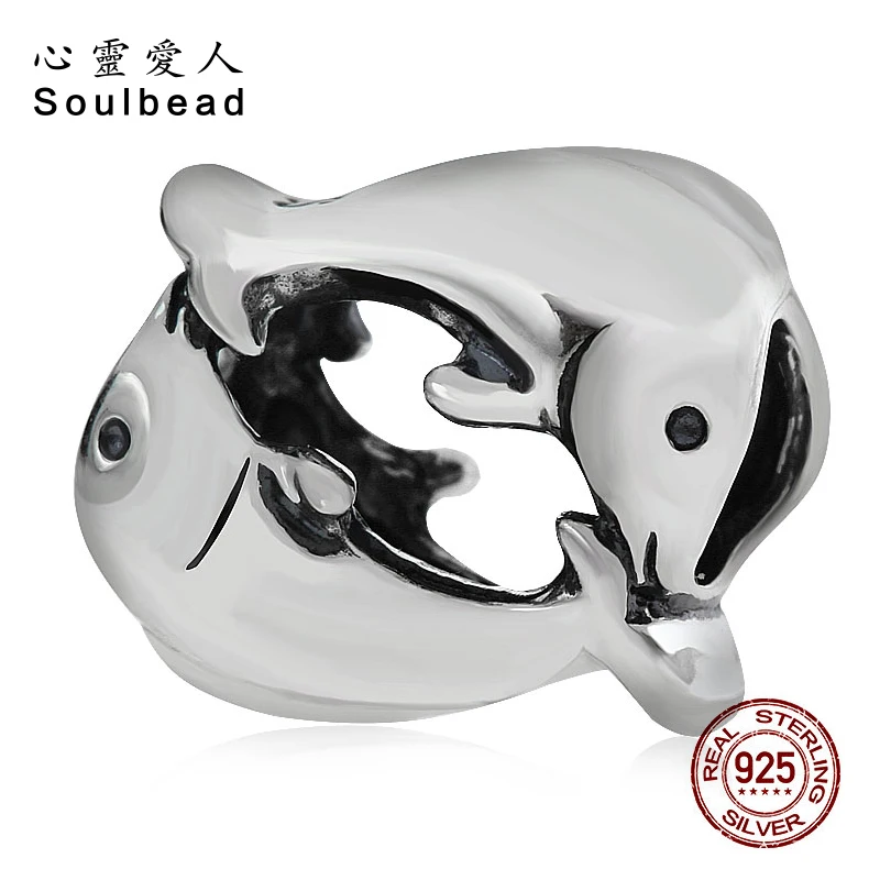 Soulbead S 925 пробы серебряная подвеска Дельфин бусины оптом Серебряный подходит для