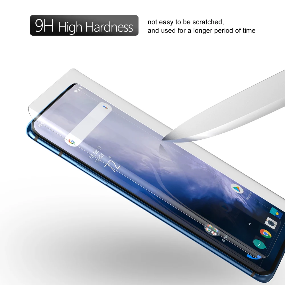 Защита экрана с разблокировкой отпечатков пальцев для Oneplus 7 Pro, УФ-пленка, полное покрытие для Oneplus 7T Pro, закаленное стекло