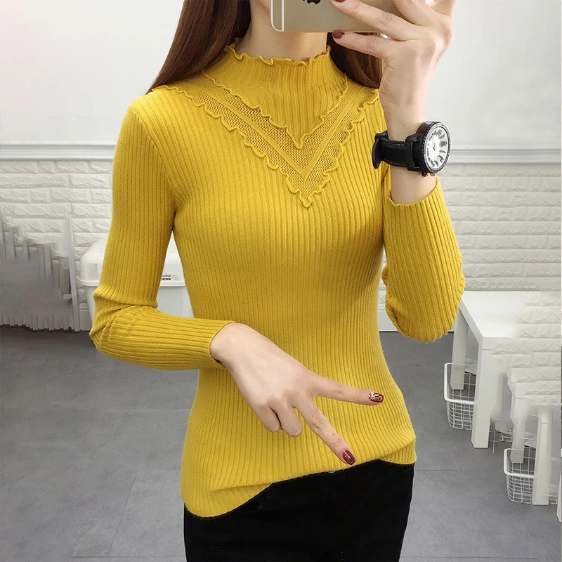 TIGENA Elastic Slim Autumn Winter Turtlenck Pullover Sweater Women 2019 Korean Long Sleeve Knitted Jumper Female Ladies | Женская одежда