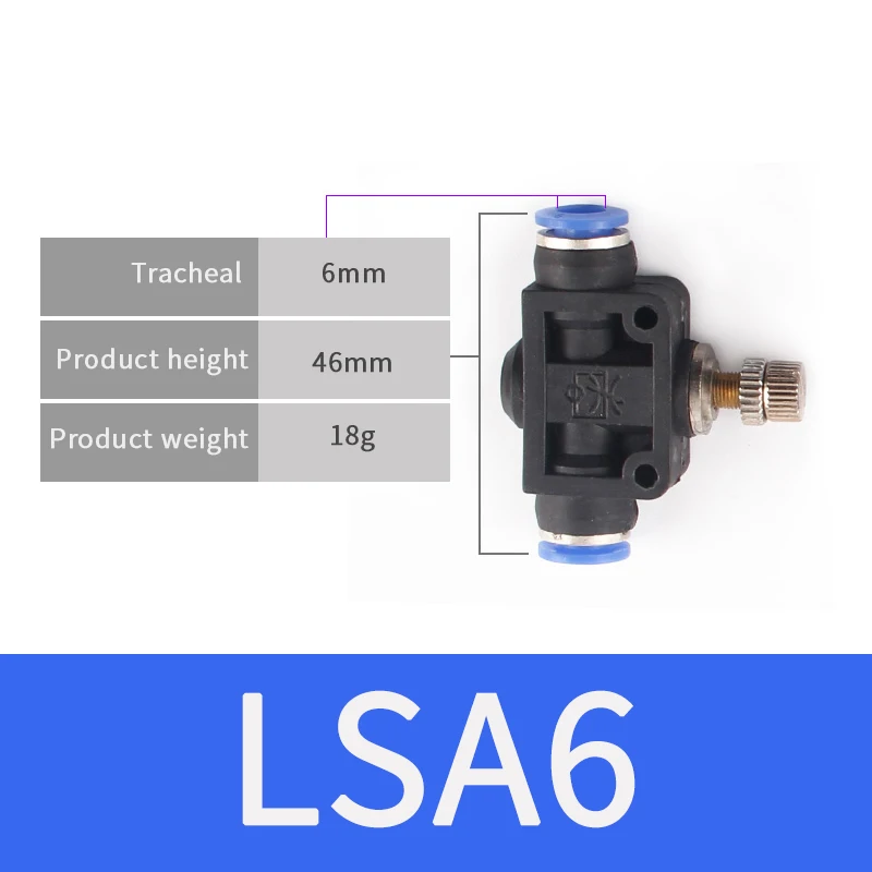 LSA6 Пневматические Фитинги LSA 4 мм 6 мм 8 мм 10 мм 12 мм воздушный шланг для воды труба одно касание прямой нажимной пластиковый быстроразъемный фитинг - Цвет: LSA6