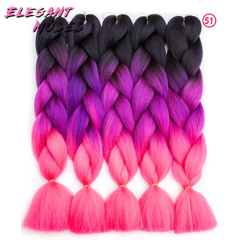 Elegant MUSES 24 дюймов 100 г/упак. Ombre крупное плетение синтетические накладные волосы