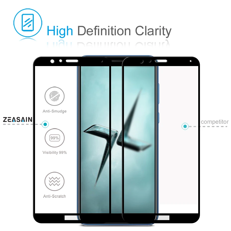 Защитное стекло ZEASAIN закаленное 2.5D с полным покрытием для Huawei Honor 7X 7X9H|glass for
