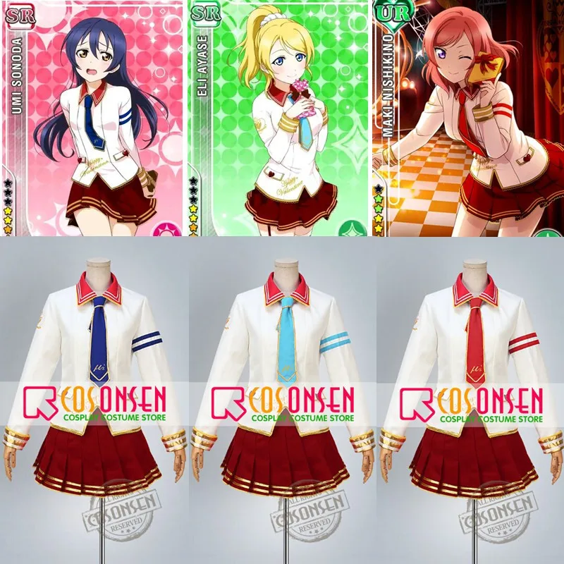 COSPLAYONSEN аниме Love Live! Костюм для косплея Валентина ED Umi Sonoda Eli Ayase Maki Nishikino все размеры