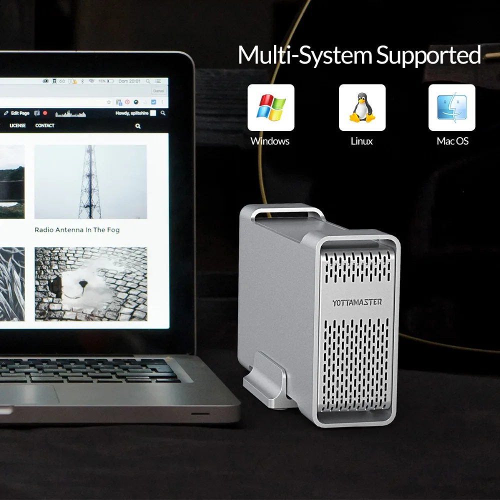 Yottamaster высококлассная док-станция для HDD Dual-bay 2,5 дюймов USB3.0 to SATA3.0 внешний HDD чехол 8 ТБ поддержка Raid 0/1/SPAN