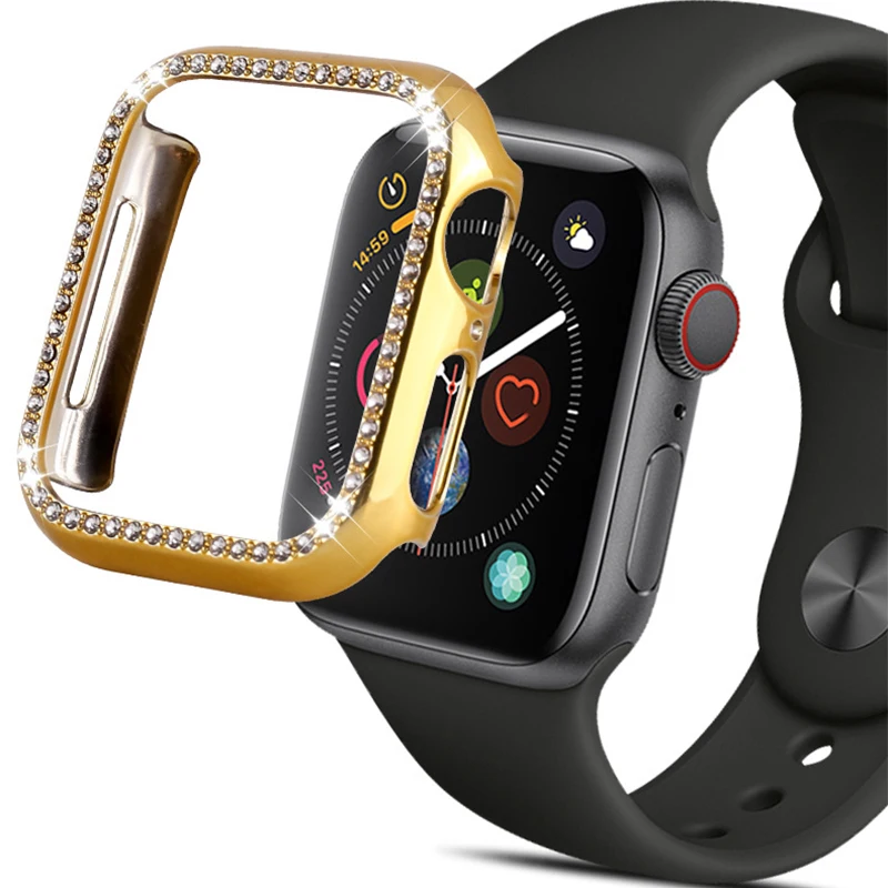 Металлический Алмазный защитный чехол для apple watch, защитный экран серии 4, 3, 2, 1, чехол 38 мм, 42 мм, 40 мм, 44 мм, iwatch, чехол для женщин