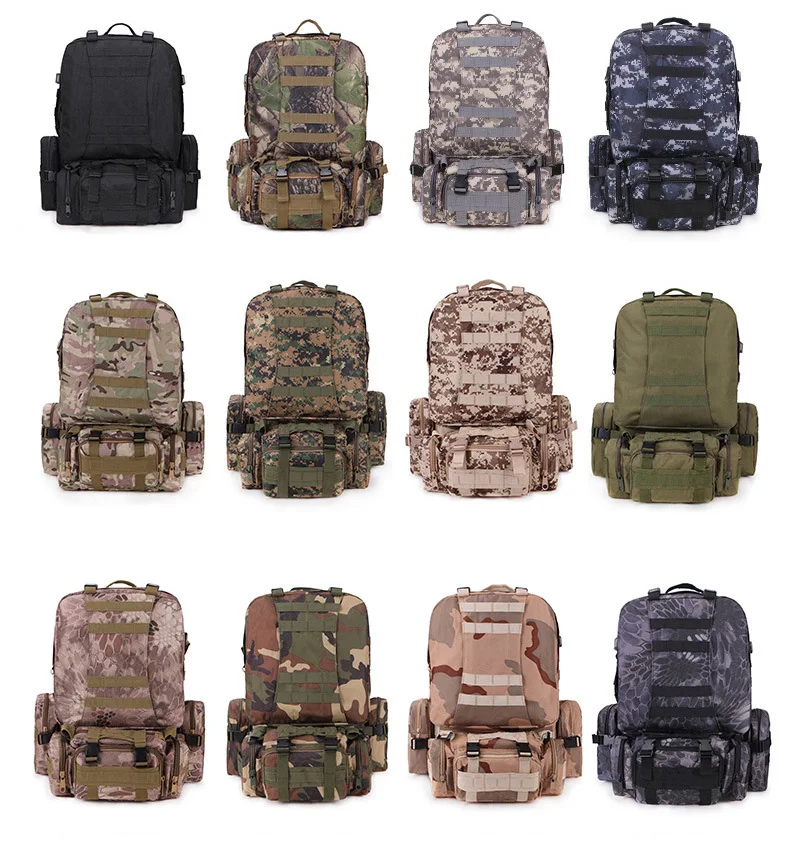 Открытый военный Molle тактические рюкзаки 50L Весна Mochila рюкзак походный Кемпинг Водонепроницаемые сумки 600D камуфляж
