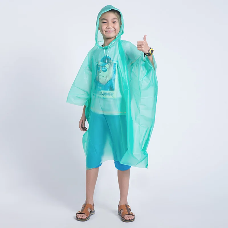 Одноразовый детский пончо дождевик водонепроницаемый прозрачный для