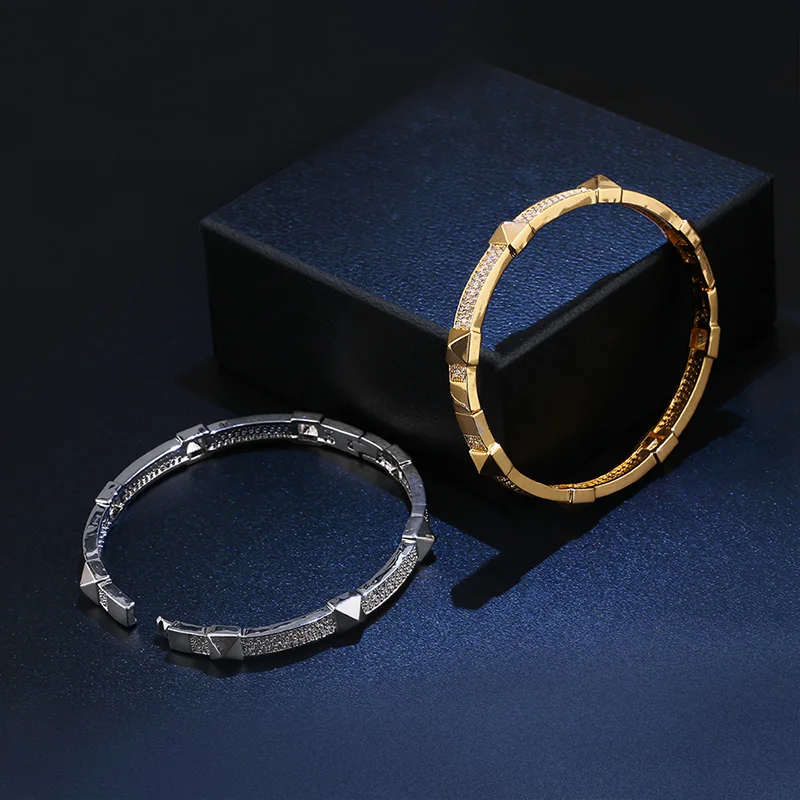 Женский панк браслет OCESRIO Carter подлинные позолоченные браслеты с заклепками для