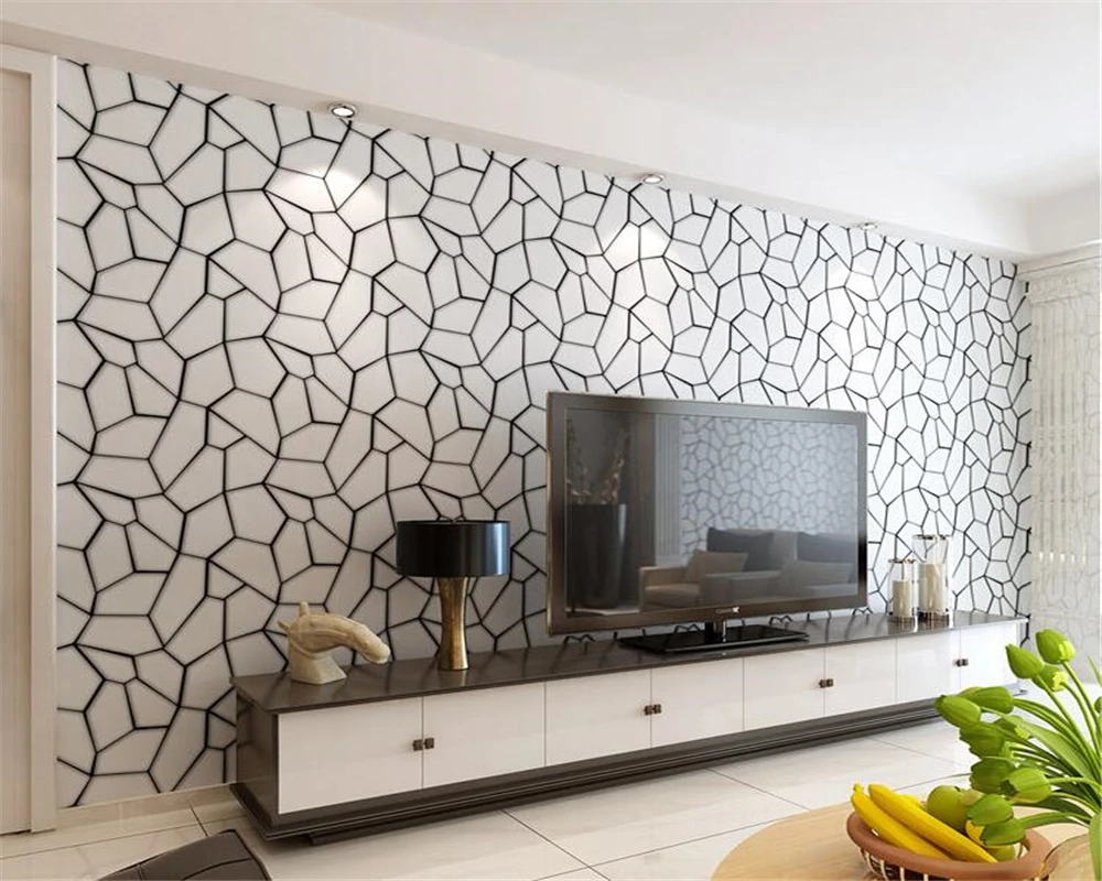 Beibehang Water cube non-woven wallpaper Living room bedroom modern minimalist TV background wall photos 3d | Обустройство дома