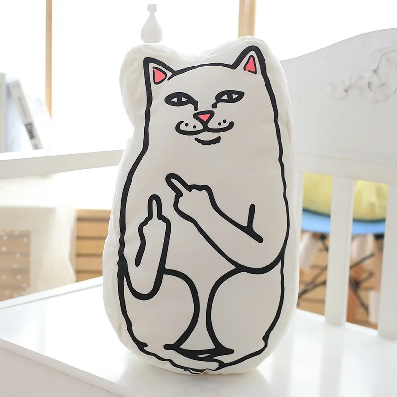 HZFZ новая кавайная плюшевая кукла игрушка 45 см белый средний палец Despise cat Подушка милая мягкая подушка для шеи игрушки подарок девушке