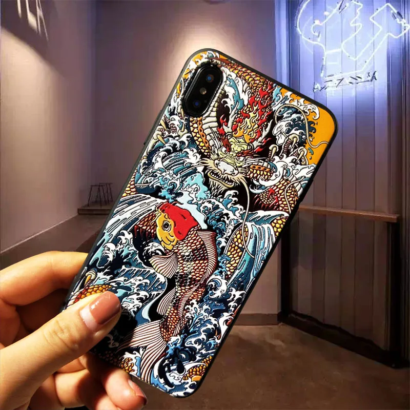 Роскошный чехол для телефона с 3D тиснением iPhone 7 X 6 6S 8 Plus XS MAX XR 7Plus оболочка