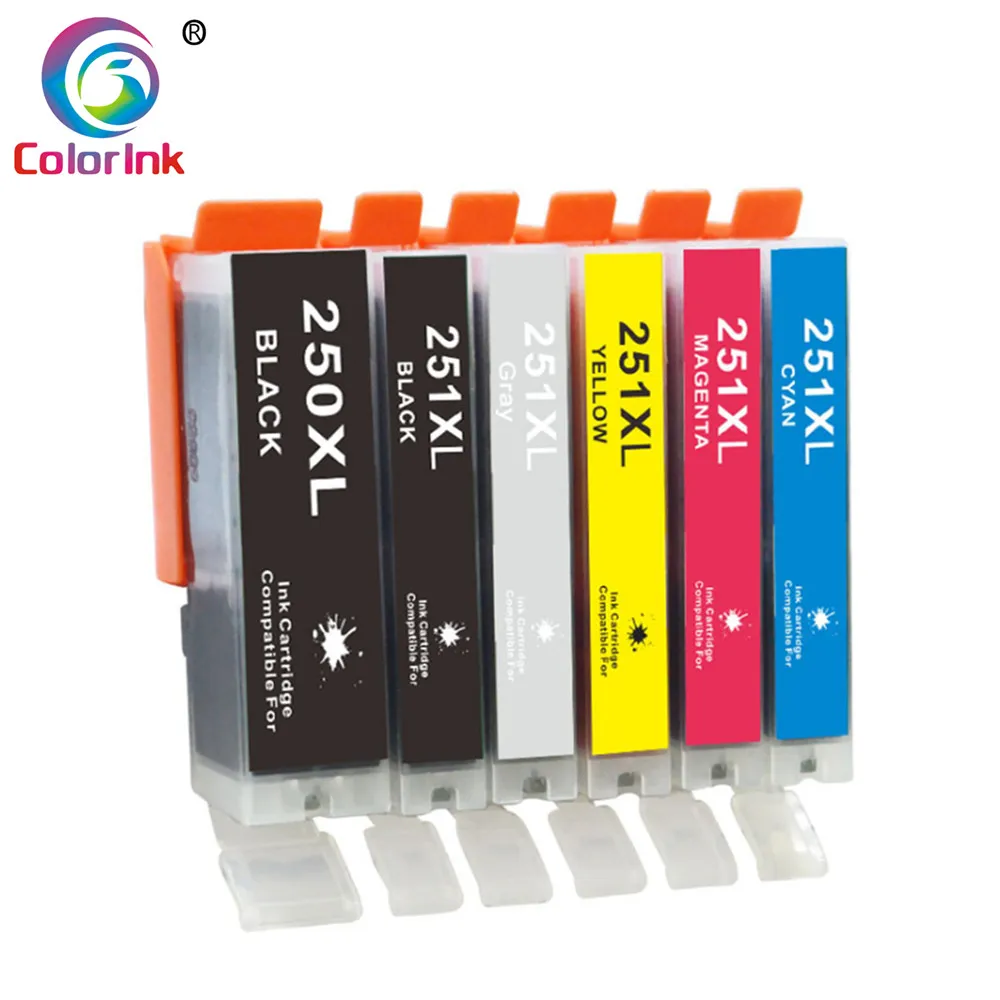 Чернильный картридж ColorInk 6PK PGI250XL CLI251XL для принтера Canon 250 251 PIXMA MX922 MG7520 MG5520 MG5420 7120 6320