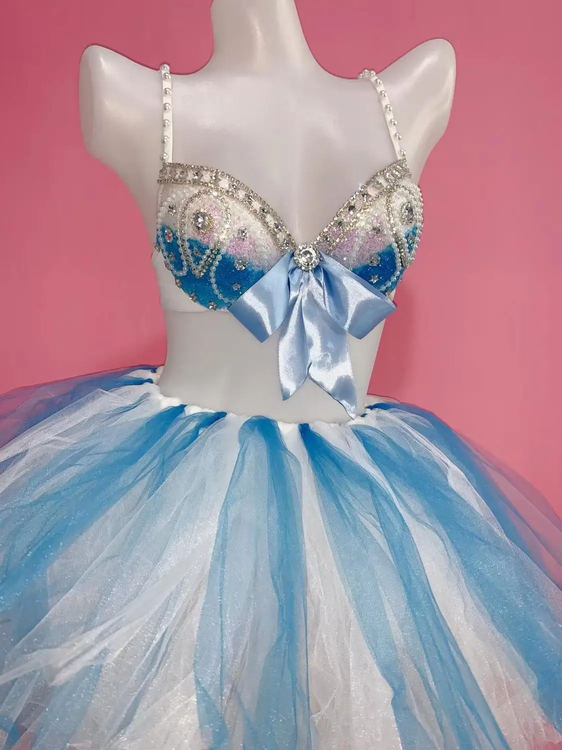 (Бюстгальтер + юбка) синий сексуальный женский комплект из 2 предметов для бара