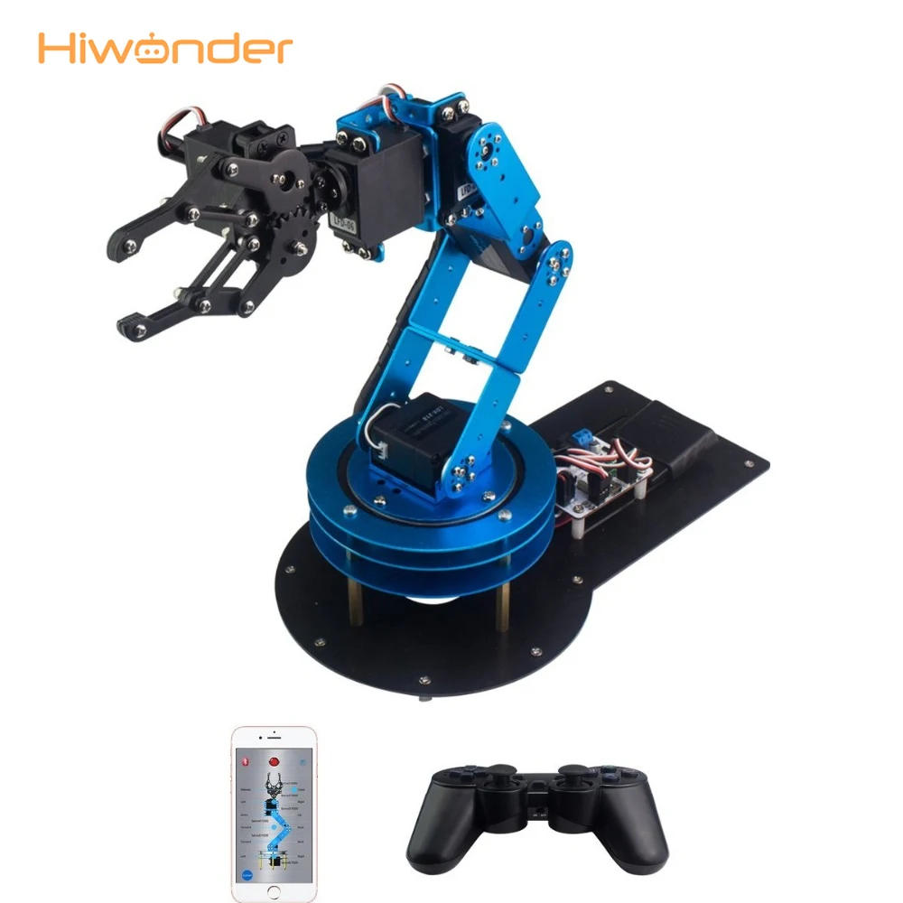 Hiwonder Industrial 6 DOF Robot Arduino Arm в разобранном виде с пультом дистанционного управления