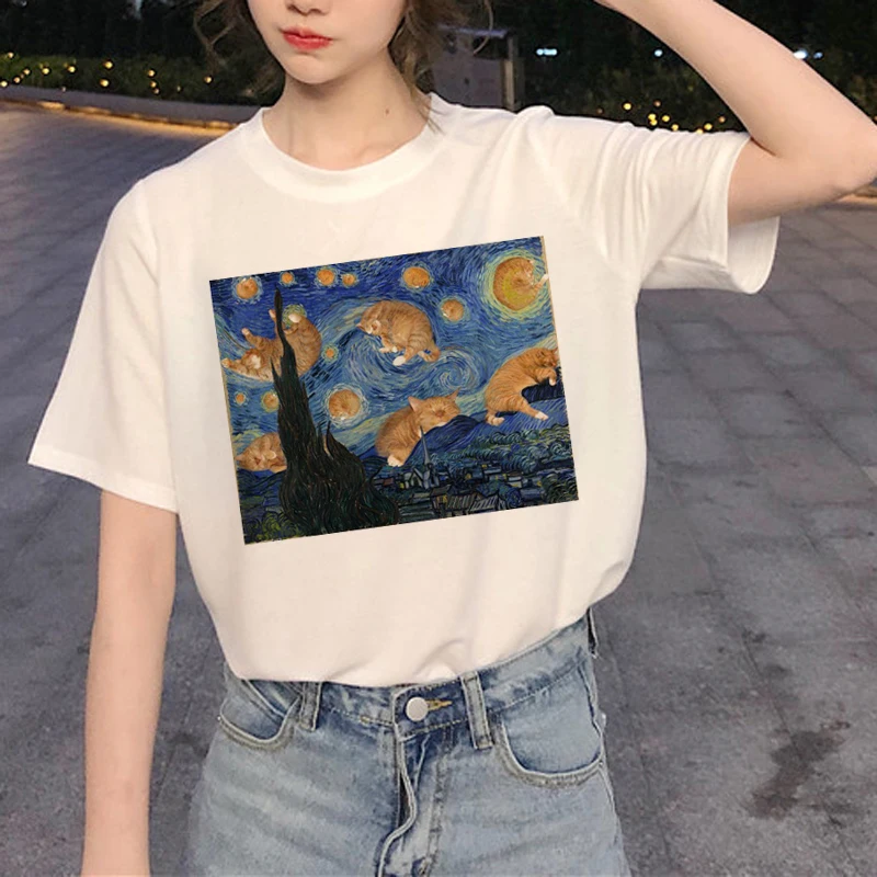 Kawaii Cat Graphic футболка Женская Harajuku Ullzang Милая футболка забавная мультяшная Эстетическая футболка 90s модные летние футболки женские