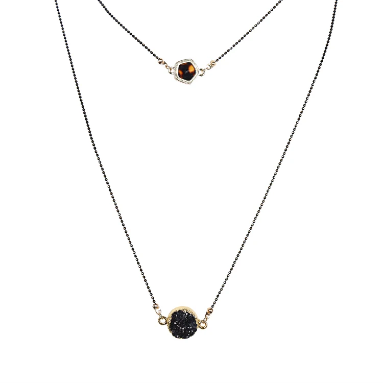 Vintage Style Women Fashion Double Layer Chains Necklace for 2015 New Black Crystal Pendants | Украшения и аксессуары