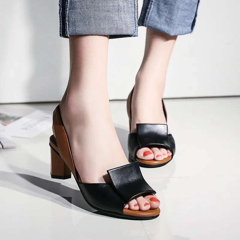 

MORAZORA 2021 new arrival women sandals peep toe slip on high heels ladies summer shoes mixed colors office shoes ladies black