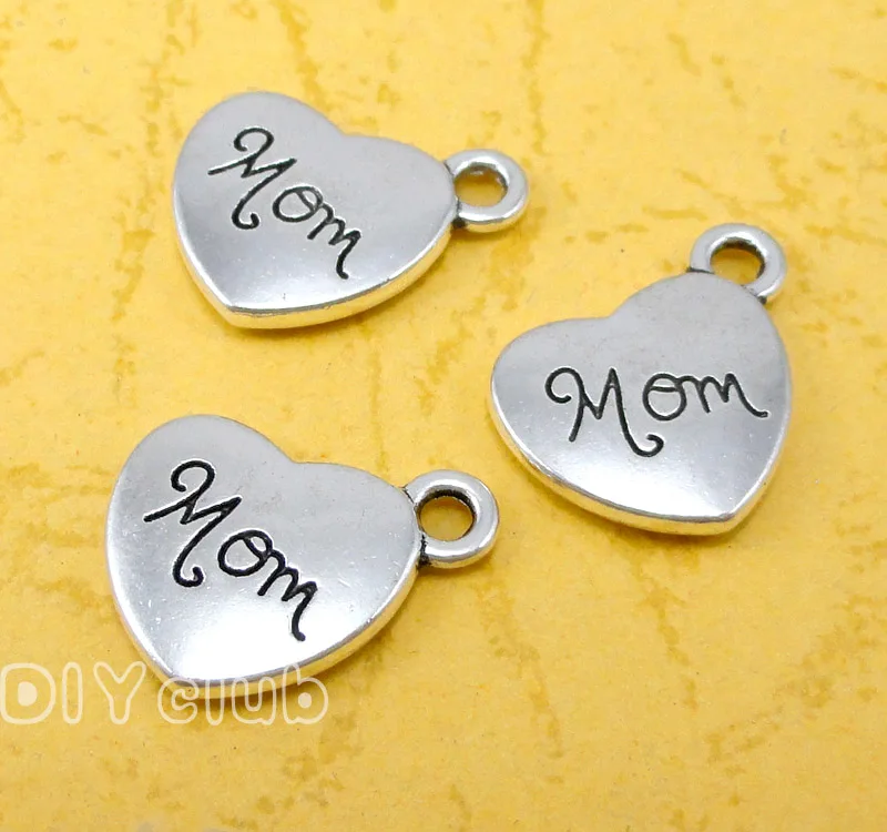 40pcs антикварные серебряные/бронзовые/золотые подвески для мамы 2 односторонних