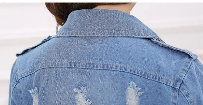 Women Clothes Denim Jacket Long Sleeve 