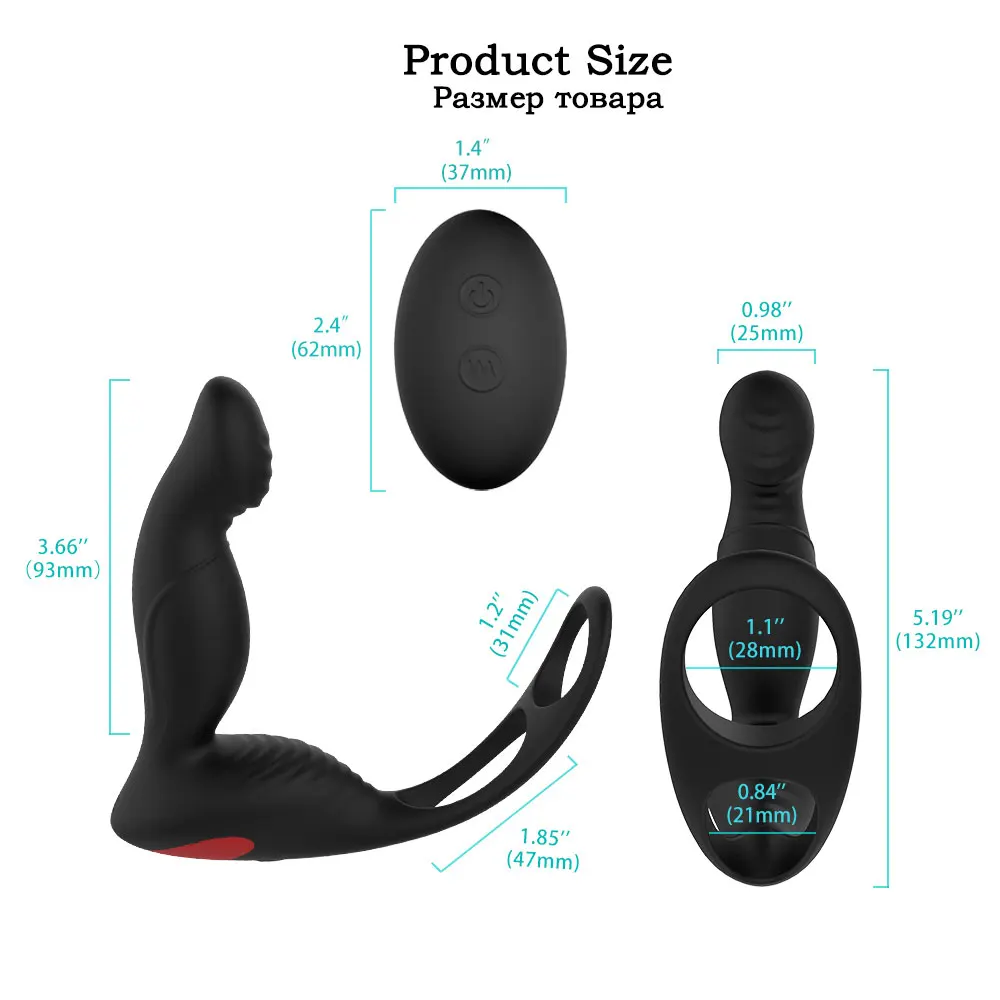 Khalesex Wireless Remote Control Anal Vibrator Male Prostate Massage Climax Delay Ring Sex Toys for Men Masturbator Erotic |
