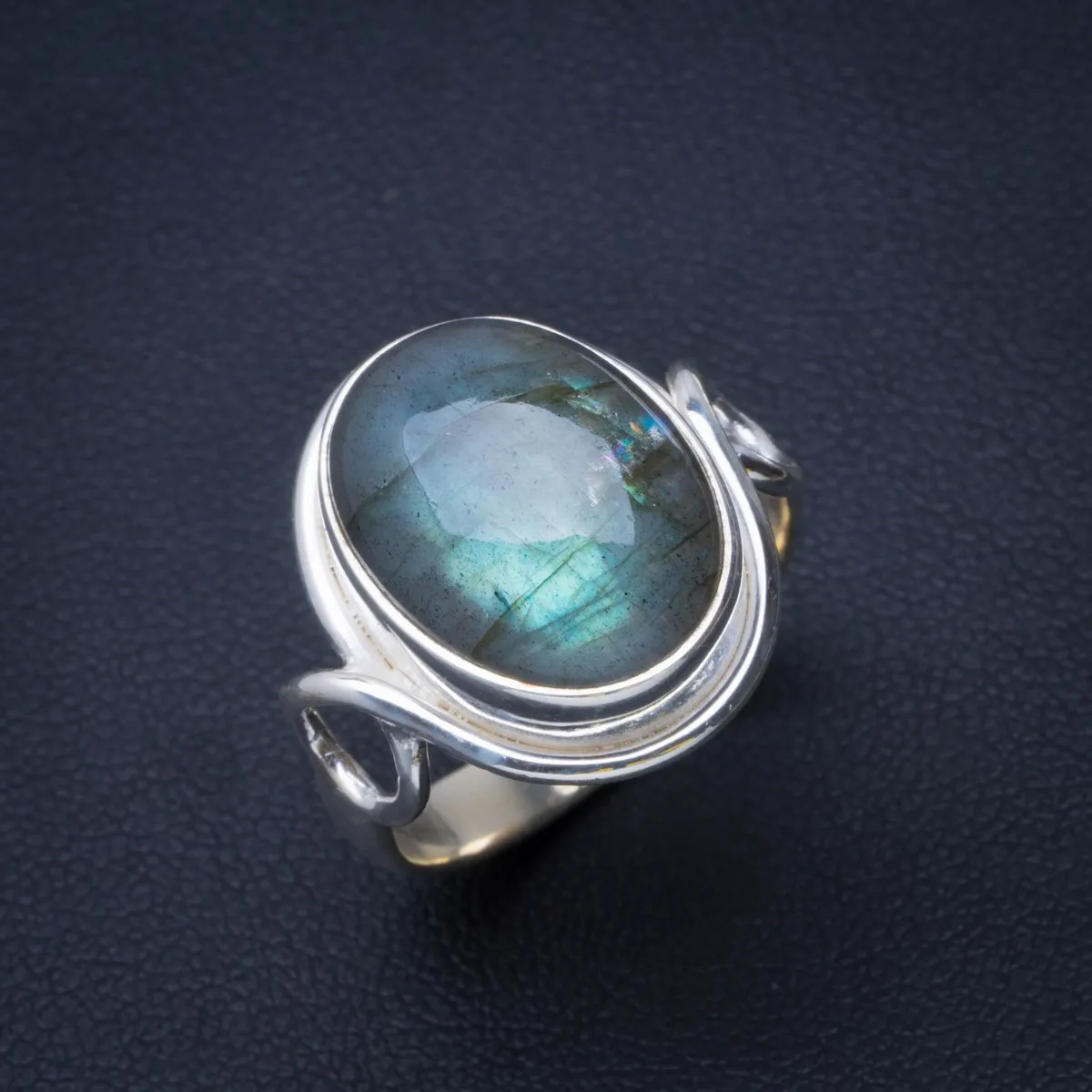 Натуральный голубой огненный Лабрадорит ручной работы уникальный кольцо из