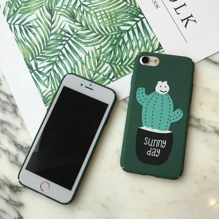 Модное зеленое растение кактус в горшке чехол для iPhone X XR XS Max 6 S 7 8 Plus Жесткий ПК