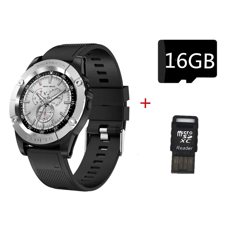Silver 16GB Смарт-часы-телефон для мужчин с поддержкой sim-карты TF, шагомер, HD камера, круглые Bluetooth умные часы, фитнес-трекер для телефона Android IOS - Цвет: Silver 16GB